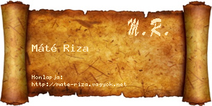 Máté Riza névjegykártya